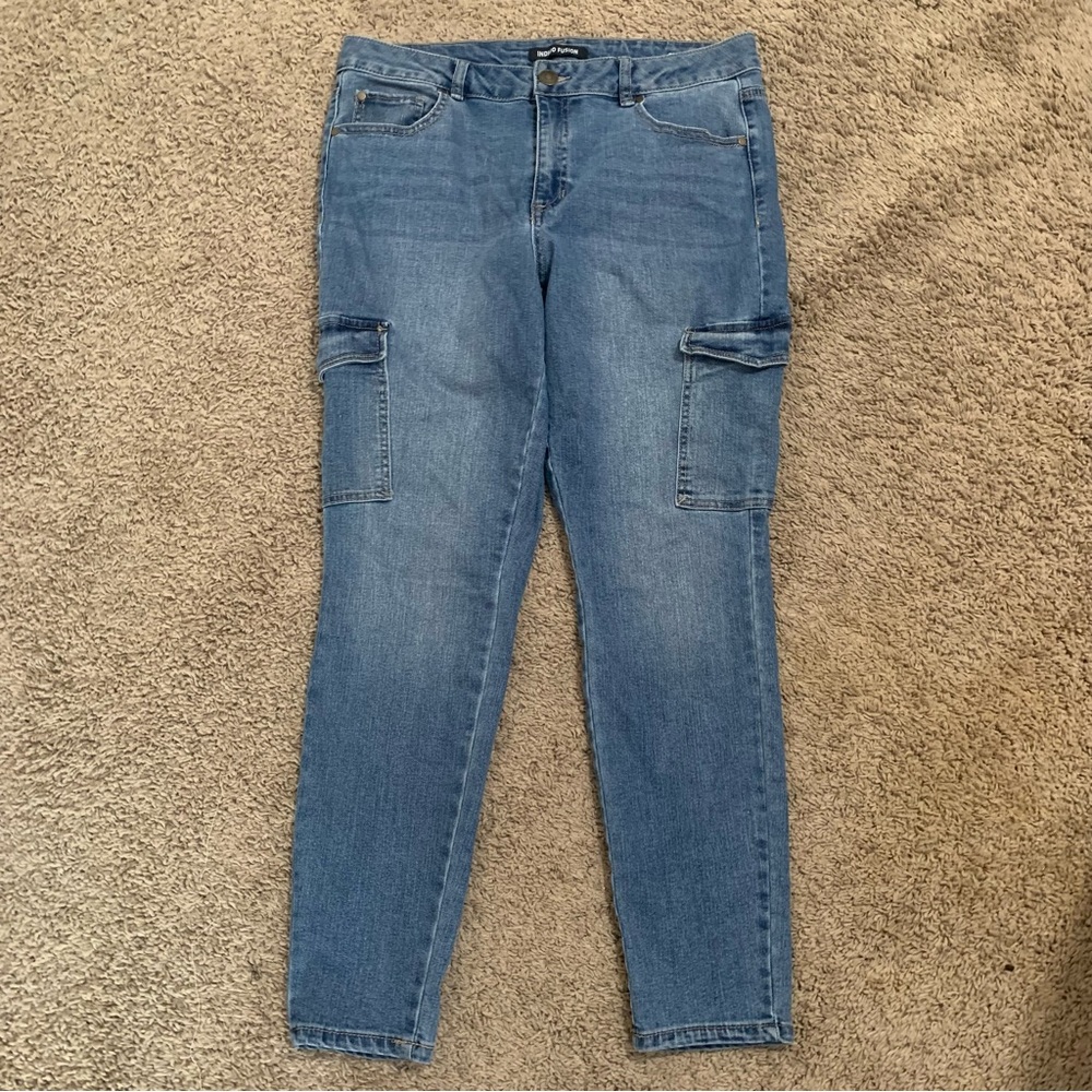 Indigo Fusion Skinny Leg Cargo Jeans 12